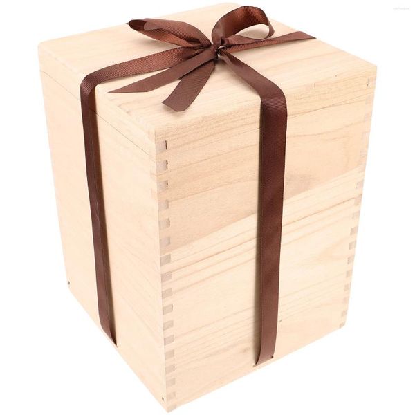 Bolsas de joyería Caja de madera Organizador de regalo Caja de artículos diversos Gabinete de exhibición Taza de té de boda Exhibición de jarrón Paulownia Almacenamiento para el hogar Flor de novia