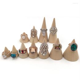 Sieradenzakken houten sieraden display houders kegel ringstandaard voor exposantringen houder juwellery organisator case rekwisieten rek
