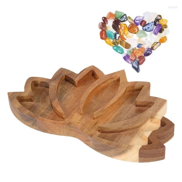 Bijoux Pochettes En Bois Lotus Cristal Plateau Cristaux Pierres En Bois Organisateur Présentoir Pour La Maison Chambre Salon Bureau Décor Stand