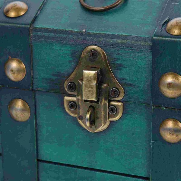 Bolsas de joyería Caja de almacenamiento de madera Po Prop Woody Toy Treasure Cofre Recuerdos con caja de tapa Decoración vintage para niños