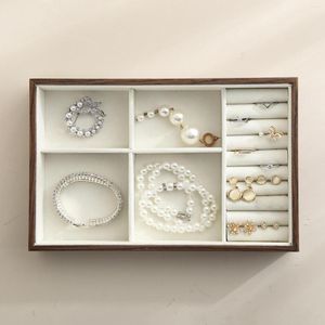 Pochettes à bijoux, plateau de rangement en bois, boîte avec couvercle, vitrine pour organisateur de tiroir, Bracelet, broche, bague