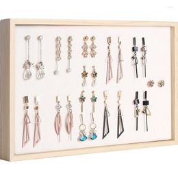 Pochettes à bijoux, boîte de rangement en bois/velours, plateau d'exposition de bagues, stands de boucles d'oreilles, support en flanelle