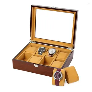 Pochettes à bijoux, boîte de montre en bois, rangement en bois massif, emballage 8 bits