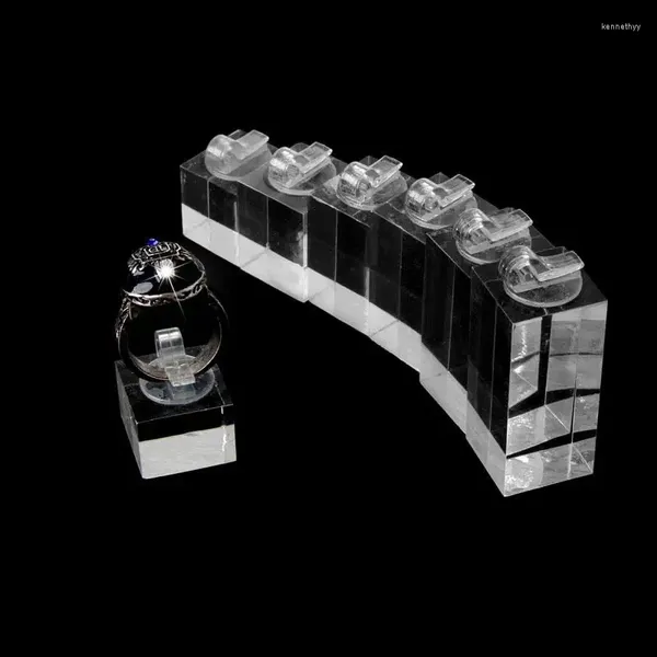 Bolsas de joyería X5QE 7 piezas / set Soporte de exhibición de anillo de acrílico transparente Soporte cuadrado para ferias artesanales de bricolaje Vitrinas