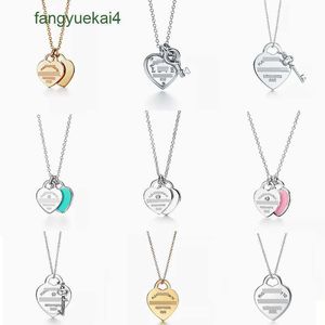 Sieraden retro classic t home high edition s sterling sier dubbele hart charme drop lijmset diamant vergulde liefde ketting meisje cadeau