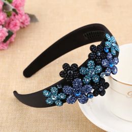 Jewelry Retro Fashion Dimensional Flower for Women Widebrimmed Headband Luxury Czech Crystal Nonslip Border Girl Hairpin Fancy Headband