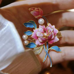 Bijoux broche fleur de pivoine riche et noble, perle naturelle d'eau de mer AKOYA de 46mm, couleurs exquises et brillantes, cadeau de Style chinois