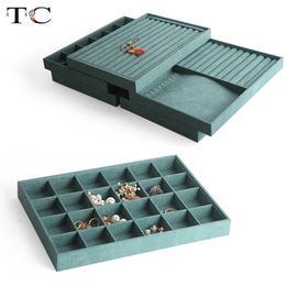 Caja organizadora de exhibición de anillos de joyería, bandeja, soporte para collar, pendientes, anillos, caja de almacenamiento, escaparate, soporte para joyería