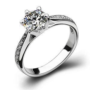 Bijoux anneaux pour femmes argent plaqué mariée mariage zircone ronde pierre bague Bijoux Femme fiançailles Anel CC1455