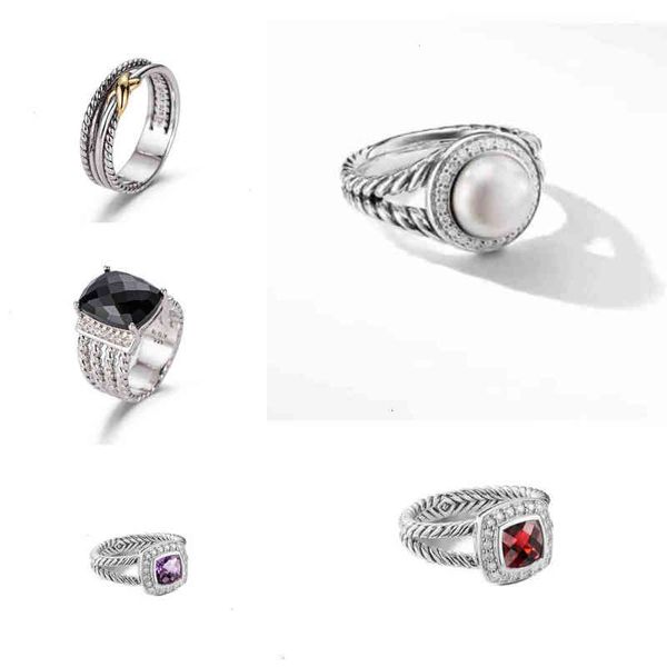 Bijoux Anneaux pour femmes pour hommes diamants à torsion Twisted Ring Fashion Platinum Black Thai Sier Hot Vente