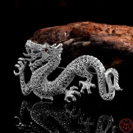 Joyas S925 Broches de plata esterlina para mujeres Nuevas de moda para mujeres Circón Marcasite Dragon Pin Corsage Punk Jewelry Envío gratis