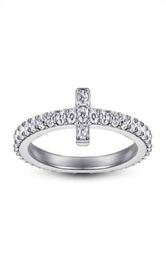 Sieraden S925 Sterling Silver Tfamily Ring voor vrouwen Japan en Zuid -Korea Eenvoudige TSHAPPED -wijsvinger vol diamanten21954832524282