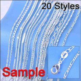 Bijoux échantillon commande 20 pièces mélange 20 styles 18 véritable 925 en argent sterling lien collier ensemble chaînes fermoirs à homard 925 étiquette 2111223h