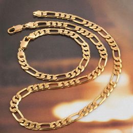 Ensemble de bijoux de Style classique, collier Figaro rempli d'or jaune 18 carats, accessoires pour femmes et hommes, solide, à la mode, cadeau 2918