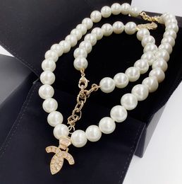Ensemble de bijoux diamants reproductions officielles de luxe pendentif perles colliers de qualité supérieure marques chaudes en laiton doré cadeau d'anniversaire concepteur boucles d'oreilles avancées