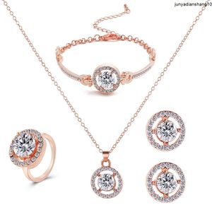 Juego de joyas moda para mujer conjunto de tres piezas de temperamento creativo personalidad con incrustación de collar de diamantes anillo de arete