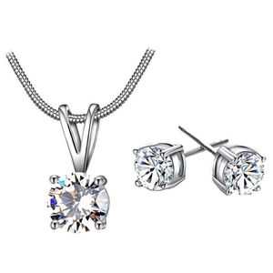 Conjuntos de joyería Cristal Collares para mujer Oro plateado nupcial platino Zircon Collar Pendiente conjunto de dos piezas para dama Diamond fashion