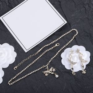 Sieradensets Diamanten oorbellen Ketting Gouden ketting Ketting Designer Oorbellen Minnaar Ketting Charm Oorbellen Brief Voor Vrouw Huwelijkscadeau