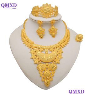 Ensembles de bijoux Dubai couleur or pour femmes boucles d'oreilles indiennes collier Nigeria cadeaux de fête de mariée marocaine 230215 livraison directe Dhqaj