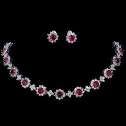 Conjuntos de joyas Em Luxury Cubic Zircon Crystal Collar nupcial Pendientes para mujeres Fiesta 230215 Entrega de gotas DHI5P