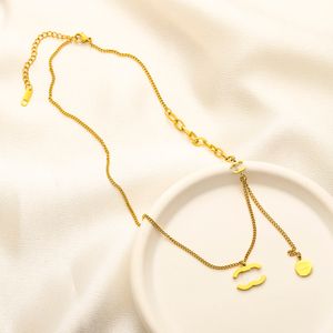 15style nunca se desvanece 18k chapado en oro de lujo diseñador colgantes collares letra de acero inoxidable colgante collar cadena accesorios de joyería regalos