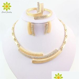 Ensembles de bijoux mode mariée cristal perles africaines Dubai couleur or déclaration bijoux Costume 221109 livraison directe Dhzb2