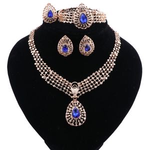 Ensembles de bijoux pour robe de mariée, accessoires de perles africaines pour femmes, pendentif goutte d'eau en cristal, ensembles de bijoux de couleur or