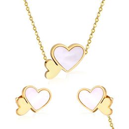 Sieraden Sets Goud Sier Hartvorm Hanger Ketting Oorbel Roestvrij Stalen Oorbellen Mode Party Set Drop Delivery