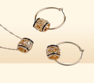 Conjuntos de joyas Pulseras de diseño de lujo CRING Coco Hawaiian Polinesia Plumeria Collar Juego de colgante relleno de oro Parnic