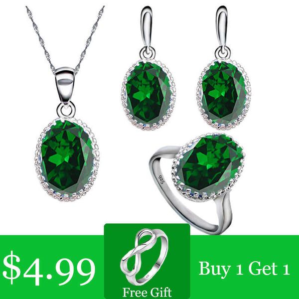 Ensembles de bijoux Designer de luxe Bracelet vert émeraude argent 925 ensemble pour femmes cadeau gratuit bague collier pendentif mariage