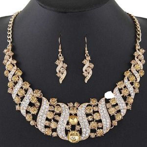 Sieraden Sets Luxe Designer Armband Rhinestone Ingelegde Ketting Ketting Haak Oorbellen Bruids Bruiloft Set