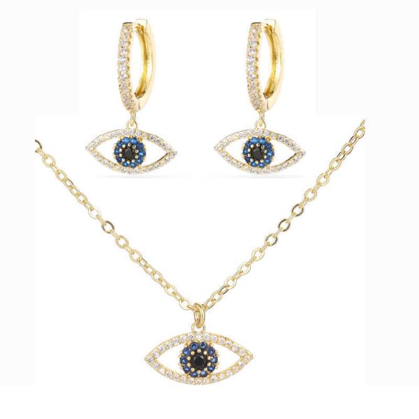 Ensembles de bijoux Designer de luxe Bracelet Turc Evil Eye Set Or Couleur Boucles D'oreilles Black Eyes Pendnat Collier Pour Femmes Mode