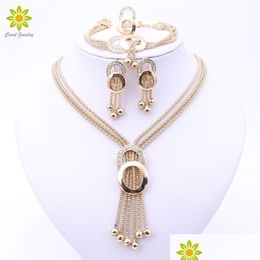 Sieradensets Set Bruids Fijne Kristallen Afrikaanse Kralen Voor Feestjurk Accessoires Oorbellen Hangers Ketting Ringen 221109 Drop Delivery Dhsfz