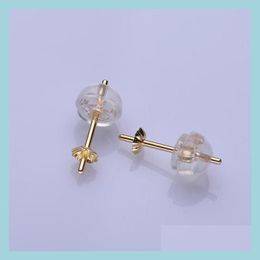 Paramètres de bijoux Boucles d'oreilles en perles d'or 18 carats Paramètres M Au750 Accessoires Boucle d'oreille pour femmes Fille DIY Cadeau de mariage 1 paire / lot Drop De Dhgry