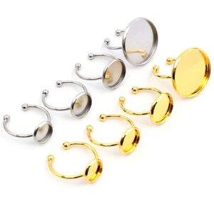 Paramètres de bijoux 6 8 10 12Mm No Fade Anneau en acier inoxydable Base vierge Fit 6-20Mm Boutons de cabochons en verre pour faire une livraison directe Dh1Bc