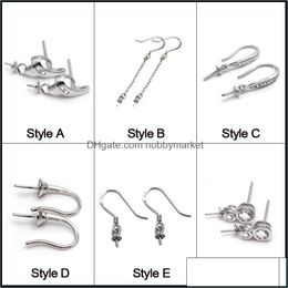 Sieradeninstellingen 925 Sterling Sier Oorbellen Fitting Charms Dangle Earring 6 Stijlen Drop Dames Verklaring Levering Dhgarden Otjqm