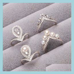 Bijoux Paramètres de créateur anneaux Perle Ring S925 Sterling Sier DIY For Women Combination Fine Gift Drop Livrot DHQ2Y