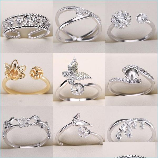 Bijoux Ring DIY Pearl Ring 925 Sterling Sliver Rings pour femmes 12 styles Taille ajusté Cadeau de Noël Drop Dhgarden Dhxoh