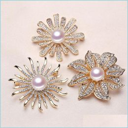 Sieradeninstellingen Flower Pearl broche Rhinestone for Women Fashion Accessories 9 Styles Diy Pins Christmas Drop Delivery Dhgarden DHVBD