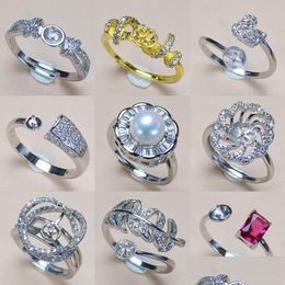 Paramètres de bijoux Nouveaux accessoires d'anneau de perles 925 Sier 10 Styles pour femmes Montage des anneaux réglables Taille de bricolage DIY Livraison DHLXT