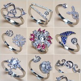 Paramètres de bijoux anneaux de perle brillant s925 sier anneau pour les femmes accessoires de gemmes de mariage de mariage ajusté