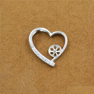 Paramètres de bijoux S925 Pure Sier Pendentif en forme de coeur Collier de perles DIY Montage Support vide Accessoires Fabricant Ventes directes Dz046 Dhkbx