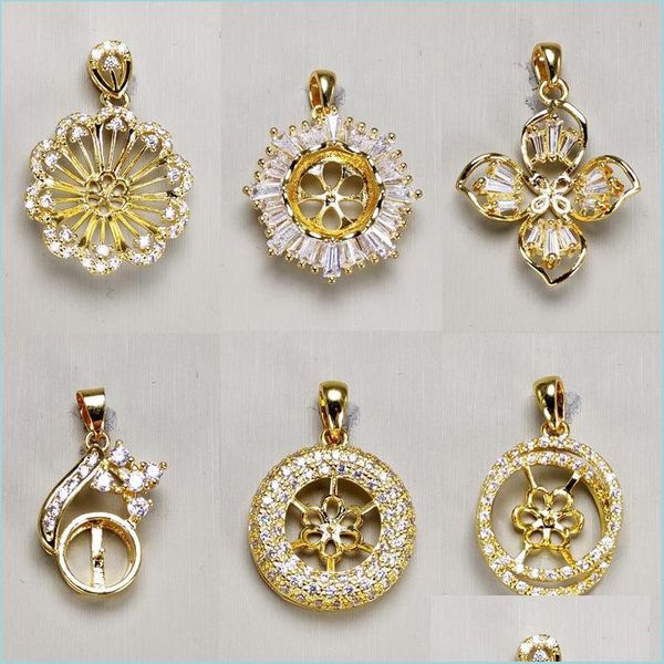 Paramètres de bijoux Brille zircon Pendant Gold Pated Pearl Collier Sliver DIY AVEC LA LIVRAINE DE MEUX DE MEADUX DHGARDEN DH56M