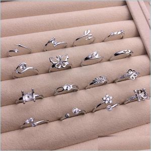 Paramètres de bijoux brillants 16 styles anneau de perle 925 anneaux sier bricolage pour les femmes adaptées à 7 à 9 mm