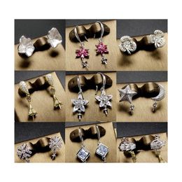 Configuración de joyería Pendientes de perlas brillantes Zircon Solid 925 Sier Stud Pendiente para mujeres Montaje de moda en blanco DIY Drop Entrega DHEPM