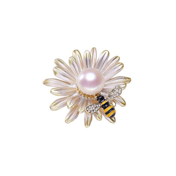 Paramètres de bijoux en gros mode perles de luxe broche montage Bling marguerite abeille strass fleur or livraison directe Dhtwi