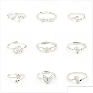 Paramètres de bijoux Prix de gros Zircon Solid Sterling Sier Love Heart Ring Setting Montage Blanc Sans Perle Diy Acce Dhzfa