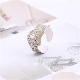 Paramètres de bijoux en gros, perle naturelle, support d'anneau réglable Simple feuille de Lotus ouverte, accessoires de bricolage, livraison Dh9P6