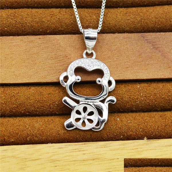 Paramètres de bijoux en gros, supports de pendentif en argent sterling plaqué or blanc de haute qualité pour femmes, livraison directe de 2 à 7 ans