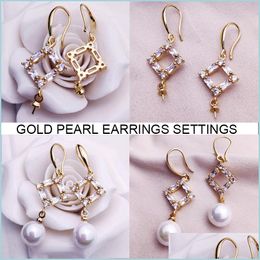 Configuración de joyas Pendientes de perlas Pearling Gold Staborita Long Tassel Adecuado 5-10 mm DIY Boda Regalo Drop entrega Dhkdb